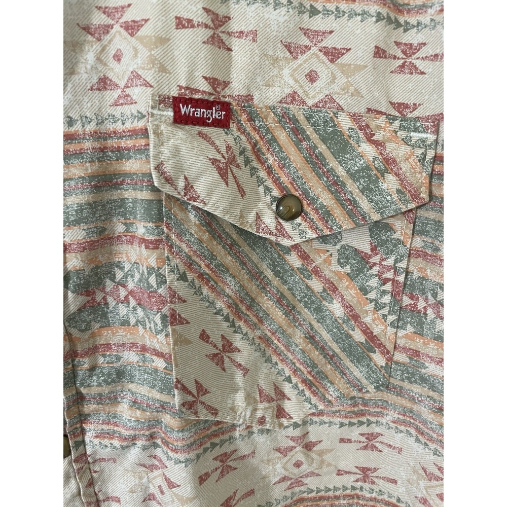 Wrangler Aztec Southwestern Print Pearl Snap Button Up Shirt Size XL Cotton - Picture 6 of 7